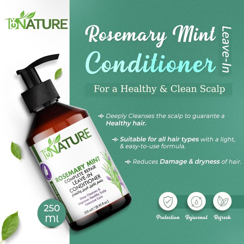 By Nature Bynature Rosemary Mint Complete Repair LeaveIn Conditioner 250ml Rosemary Extract for Hydration RepairHair NourishmentFree from Paraben & Silicones (All HairTypes) - Image 1