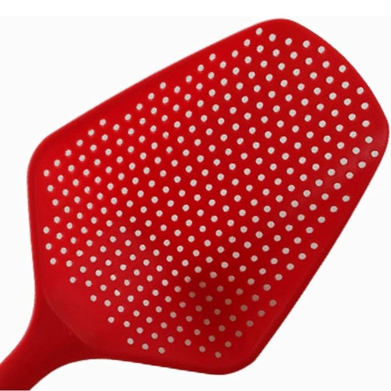 Sugalsu Food Scoop Colander Strainer Slotted Spoon with Handle Plastic HeatResistant Large Slotted Strainer and Skimmer for Pasta Vegetables Salad Set of 2 Red - Image 5