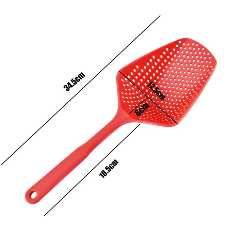 Sugalsu Food Scoop Colander Strainer Slotted Spoon with Handle Plastic HeatResistant Large Slotted Strainer and Skimmer for Pasta Vegetables Salad Set of 2 Red - Image 2