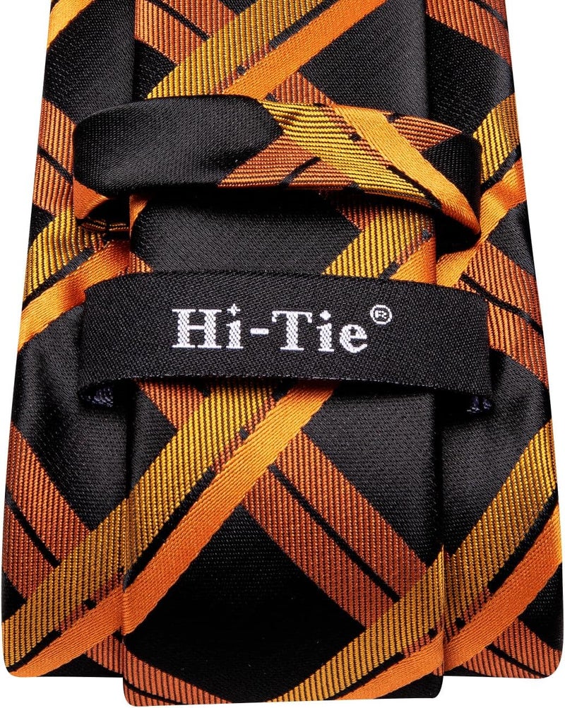 Hi-Tie Men's Tie Sets Silk Paisley Striped Necktie Pocket Square Cuff-links Sets Wedding Business Holiday - Image 5