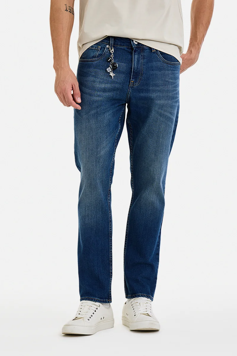 سنيتش Blue Solid Slim Fit Casual Jeans