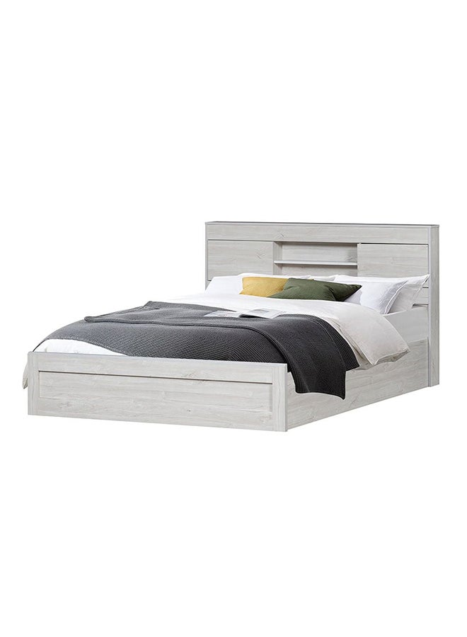 Danube Home Tisley Queen Bed With Underbed Storage Sturdy Modern Design Wooden Double Bed Frame Furniture L 216.4 x W 158.5 x H 100 cm L.Oak/White Faux Marble - Image 3