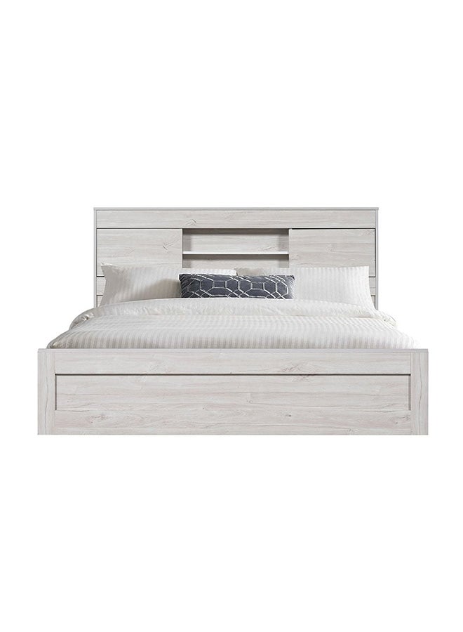 Danube Home Tisley Queen Bed With Underbed Storage Sturdy Modern Design Wooden Double Bed Frame Furniture L 216.4 x W 158.5 x H 100 cm L.Oak/White Faux Marble - Image 2
