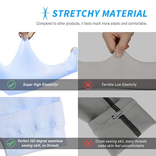Eutuxia UV Sun Protection Compression Cooling Arm Sleeves, 2 Pairs, Men & Women, Anti-Slip, Ideal for All Hiking Running Football Basketball Sports, Outdoor Activities & Indoor, Black - Image 4