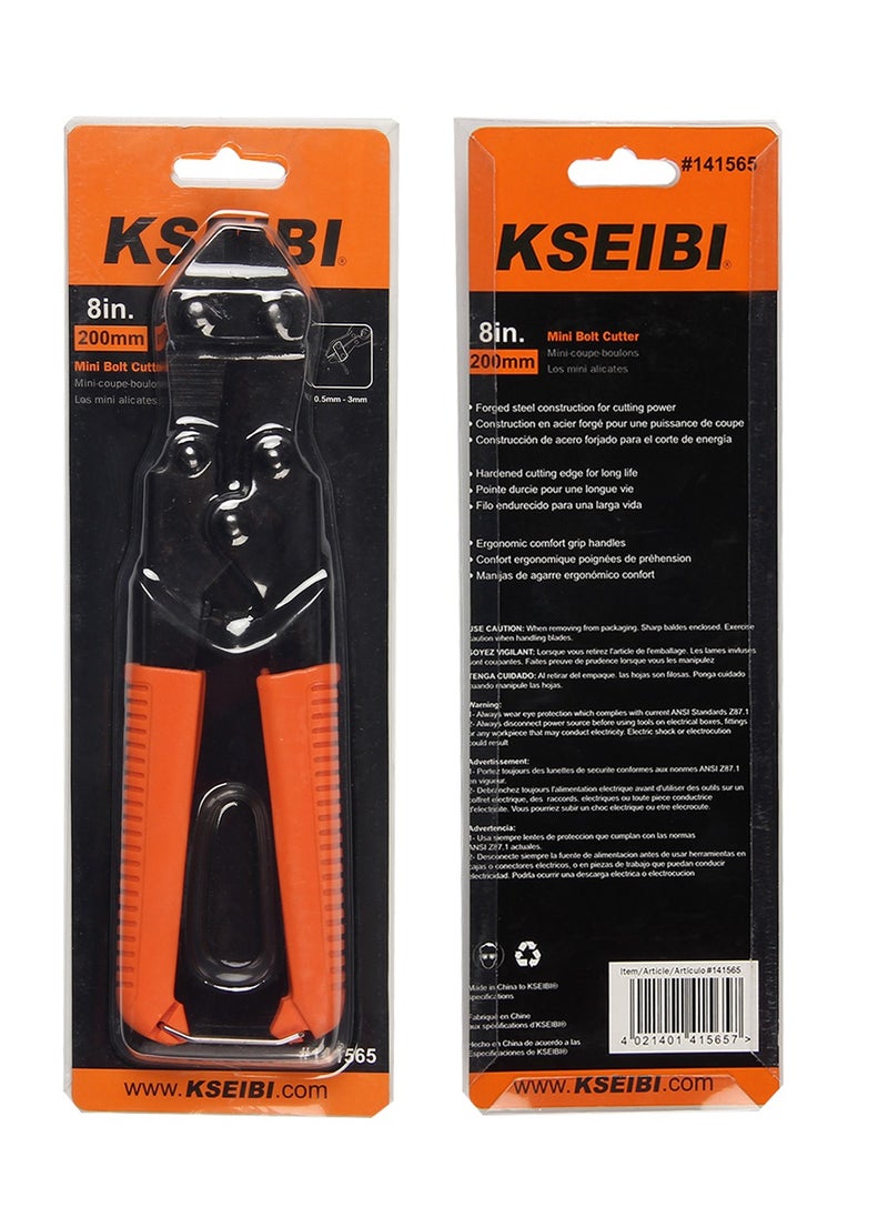 KSEIBI - Mini Bolt Cutter 8 Inch, Wire Cutters Small & Portable Design with Soft Grip Anti-Slip Handle, Spring Loaded, CR-V Steel for Cutting Rope, Rivets, Chain of Copper or Aluminum, Wires, Screws and Fence. - Image 1