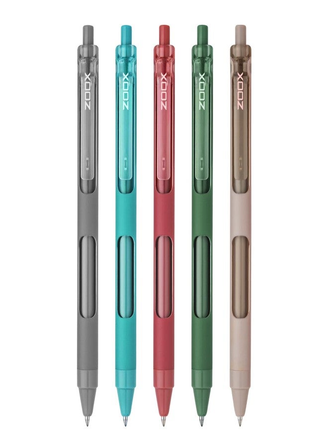FLAIR Zoox F7 0.7mm Retractable Roller Gel Pen | Minimalistic Design Rubberised Body For Better Grip | Waterproof Ink For Smudge Free & Smooth Writing | Fitted With Jumbo Refill | Blue Ink, Pack of 5 - Image 1