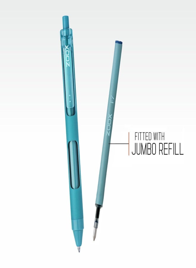 FLAIR Zoox F7 0.7mm Retractable Roller Gel Pen | Minimalistic Design Rubberised Body For Better Grip | Waterproof Ink For Smudge Free & Smooth Writing | Fitted With Jumbo Refill | Blue Ink, Pack of 5 - Image 5