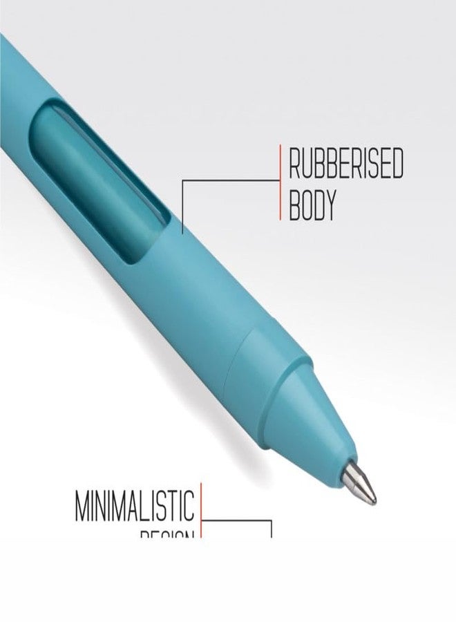 FLAIR Zoox F7 0.7mm Retractable Roller Gel Pen | Minimalistic Design Rubberised Body For Better Grip | Waterproof Ink For Smudge Free & Smooth Writing | Fitted With Jumbo Refill | Blue Ink, Pack of 5 - Image 2