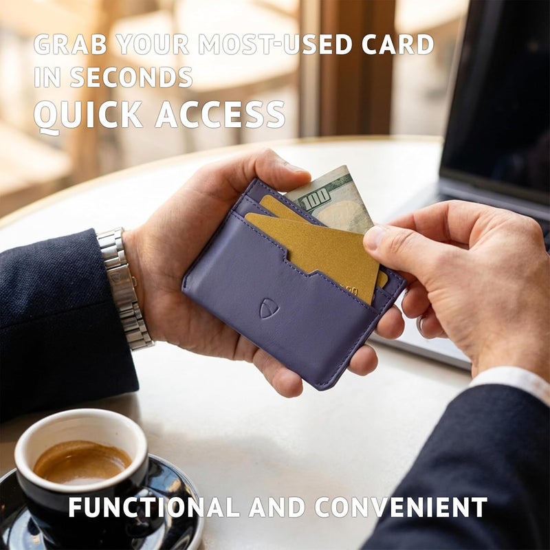 فاولتسكين حامل البطاقات النحيف MOORGATE - محفظة جلدية بسيطة، غلاف حجب RFID، يناسب الجيب الأمامي، للرجال والنساء - Image 5