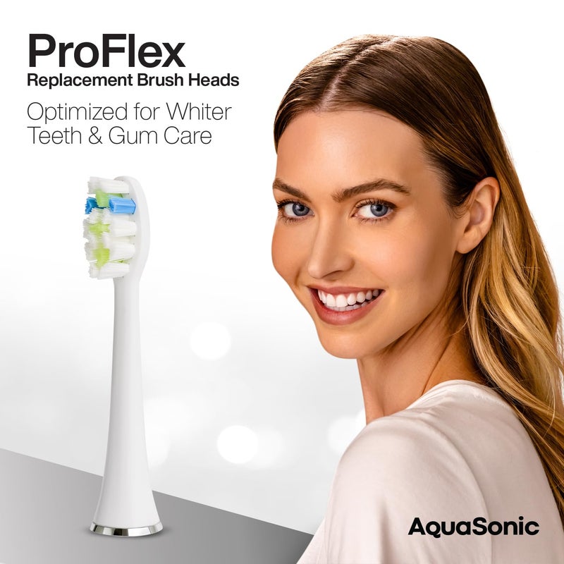 AquaSonic Duo PRO 8-Pack Replacement Brush Heads - Upgraded Proflex Brush Heads for Improved Plaque Removal - Genuine AquaSonic - Image 2