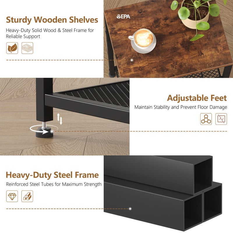 Heybly Small Side Table, 29.1" Tall End Table with Adjustable Shelf, Telephone Table, Nightstand, Accent Table Stand, Small Entryway Table, Bedroom,Living Room, Office,Bathroom, Rustic Brown,HET003SR1 - Image 4