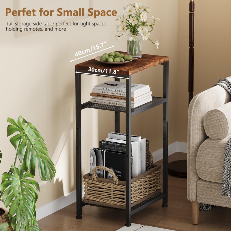 Heybly Small Side Table, 29.1" Tall End Table with Adjustable Shelf, Telephone Table, Nightstand, Accent Table Stand, Small Entryway Table, Bedroom,Living Room, Office,Bathroom, Rustic Brown,HET003SR1 - Image 2