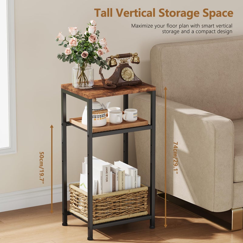 Heybly Small Side Table, 29.1" Tall End Table with Adjustable Shelf, Telephone Table, Nightstand, Accent Table Stand, Small Entryway Table, Bedroom,Living Room, Office,Bathroom, Rustic Brown,HET003SR1 - Image 3