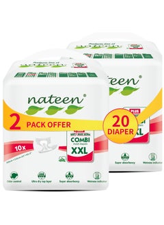 nateen Nateen Combi Plus Incontinence Adult Diaper, XXL,Waist Size 160-210cm,20 Count Adult Diapers,with Super Absorbent Layer,Leak Guard,Disposable Underwear for Men&Women-3500ml Absorbency.  - Image 1