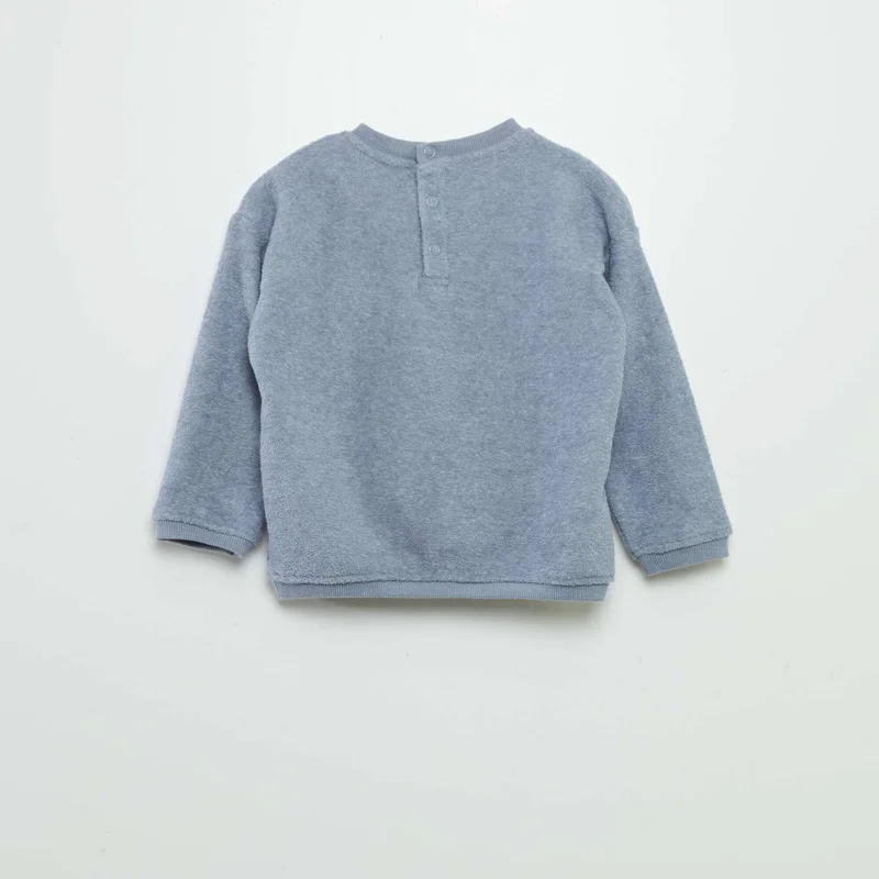 Kiabi Two-Piece Terry Knit Long Pyjamas Grey