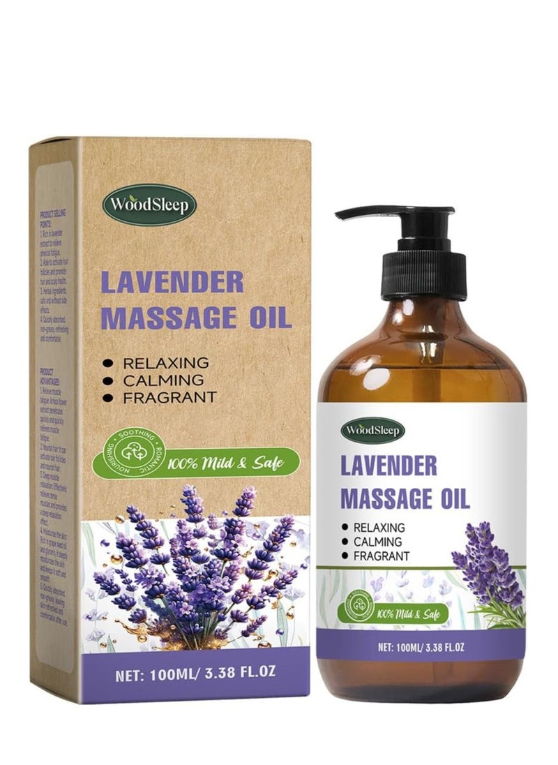 WoodSleep Lavender Oil Massage Oils For Massage Therapy, Massage Oils For Date Night, Massage Oil For Muscle Pain, Gua Sha Relaxing Body Oil, Natural Lavender Oil For Skin Hair, Fragrance Hair Oil For Women Men  - Image 1