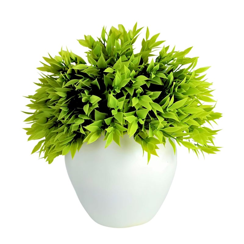 fancymart نبات صناعي بلاستيكي بأوراق خضراء في وعاء - ارتفاع 26 سم - ديكور المنزل والمكتب نبات مزروع أنيق لتعزيز سطح الطاولة - Image 1