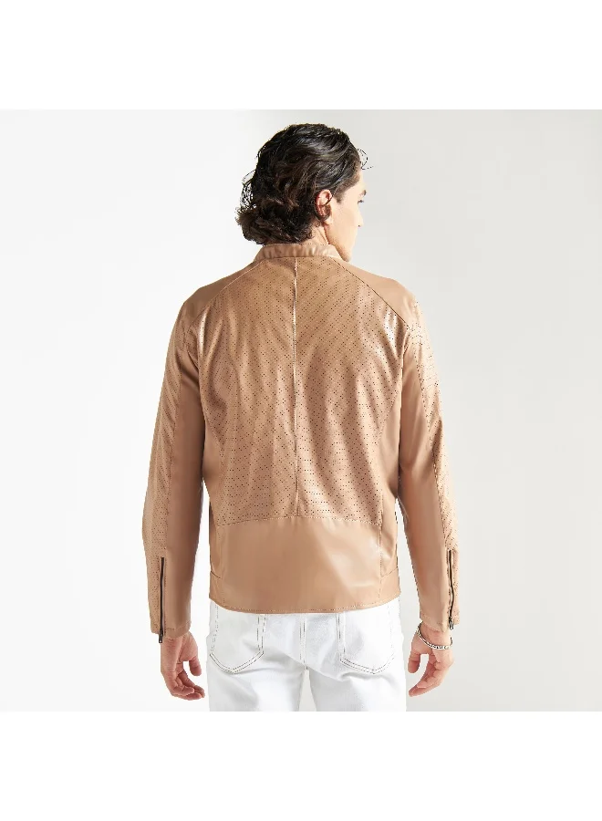 Splash FAV Zip Through Biker Jacket with Long Sleeves and Pockets