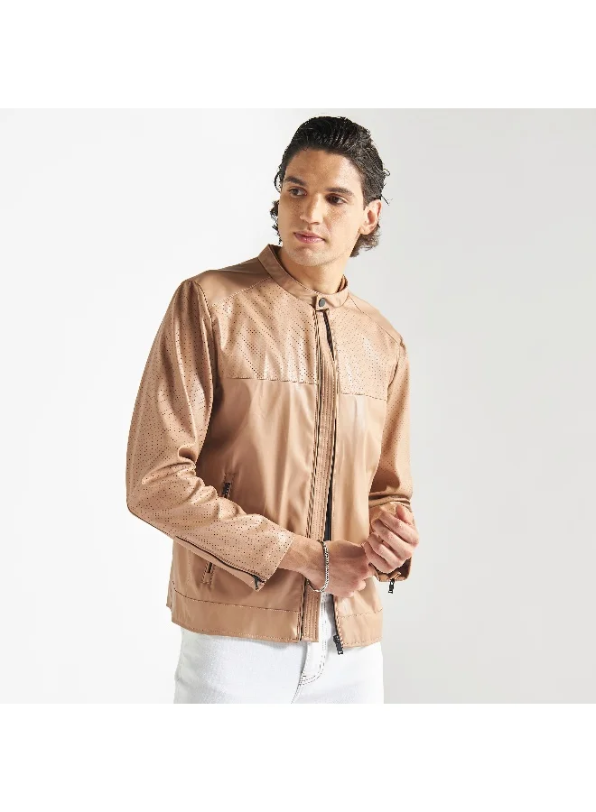 Splash FAV Zip Through Biker Jacket with Long Sleeves and Pockets