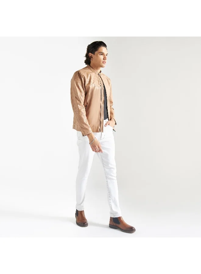Splash FAV Zip Through Biker Jacket with Long Sleeves and Pockets