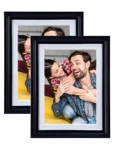 Photo Frame Single with Tabletop & Wall Mount Display for 5x7 Inch Photo Size, Ideal Addition to Any Décor Elegant Black Frame, 2-Piece