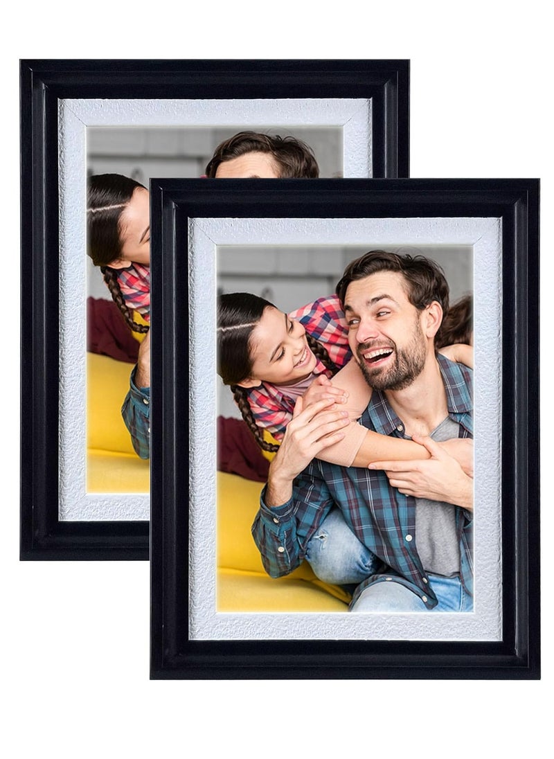 Decorhills Photo Frame Single with Tabletop & Wall Mount Display for 5x7 Inch Photo Size, Ideal Addition to Any Décor Elegant Black Frame, 2-Piece  - Image 1