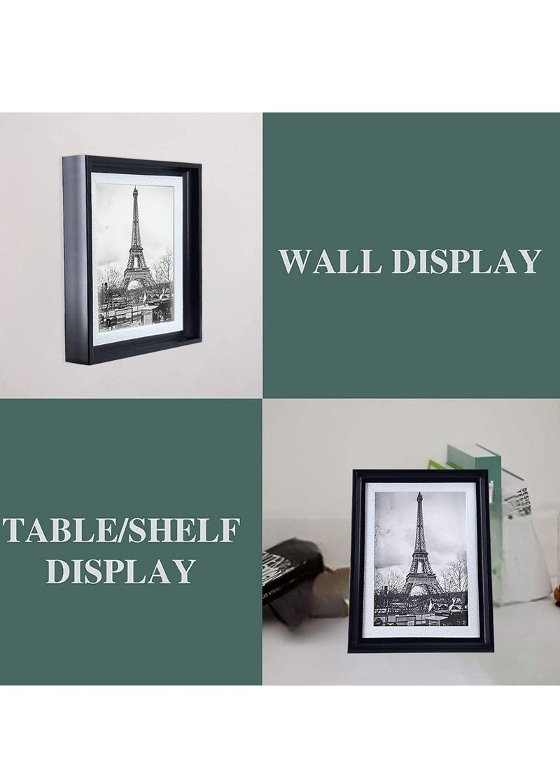 Photo Frame Single with Tabletop & Wall Mount Display for 5x7 Inch Photo Size, Ideal Addition to Any Décor Elegant Black Frame, 2-Piece