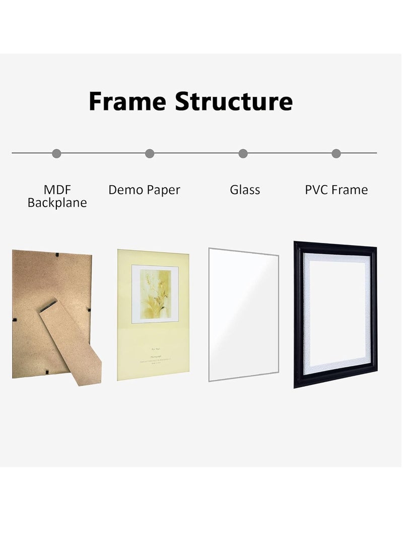 Photo Frame Single with Tabletop & Wall Mount Display for 5x7 Inch Photo Size, Ideal Addition to Any Décor Elegant Black Frame, 2-Piece