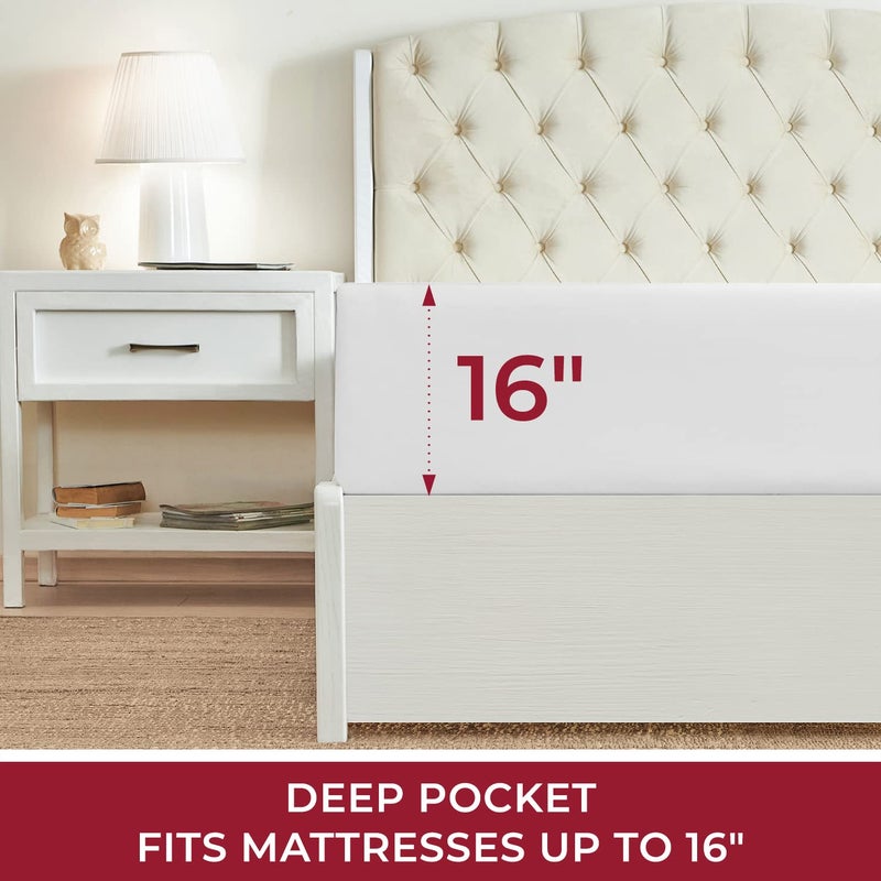 Mellanni California King Fitted Sheet - Iconic Collection Bedding Sheets with up to 16 inch Deep Pocket - Soft & Cooling - Fade & Stain Resistant - 1 PC (Cal King, White) - Image 2