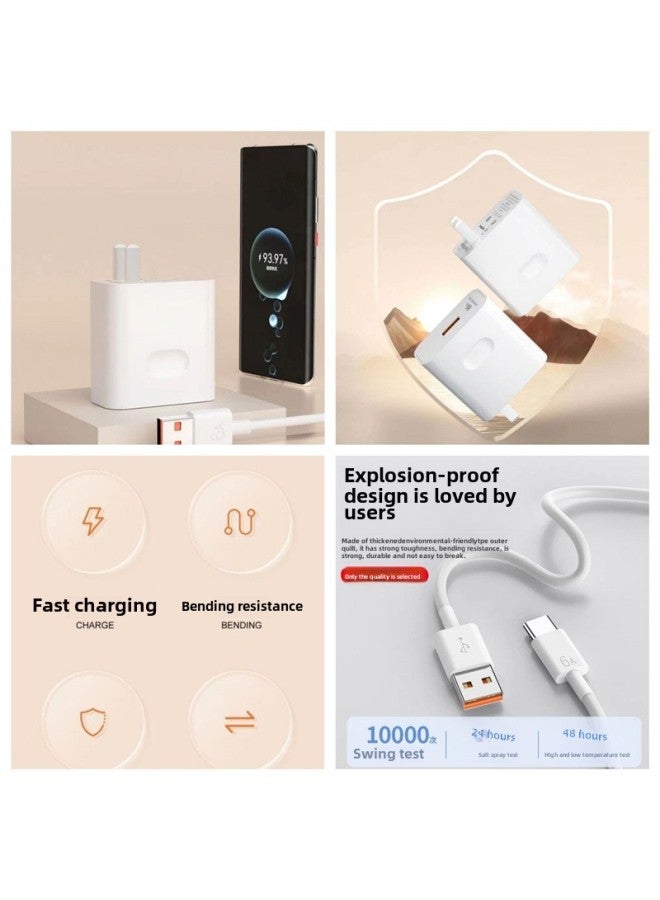 66W High Efficiency Fast Charging Head Applicable To Huawei P50pro Mobile Phone 6A Data Line Glory 40W Flash Charging-Color:3c Certified 40w Super Fast Charging Safety Speed_ 2.1m A Data Cable*1 - Image 1