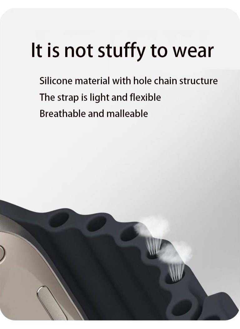 Youque - For Apple Watch Ultra 2 ,Band 38mm 40mm 41mm men and women, the wavy silicone sports wristband is compatible with iWatch Ultra 2/1 Series 10/9/8/7/6/5/4/3/2/1 SE Starlight - Image 1