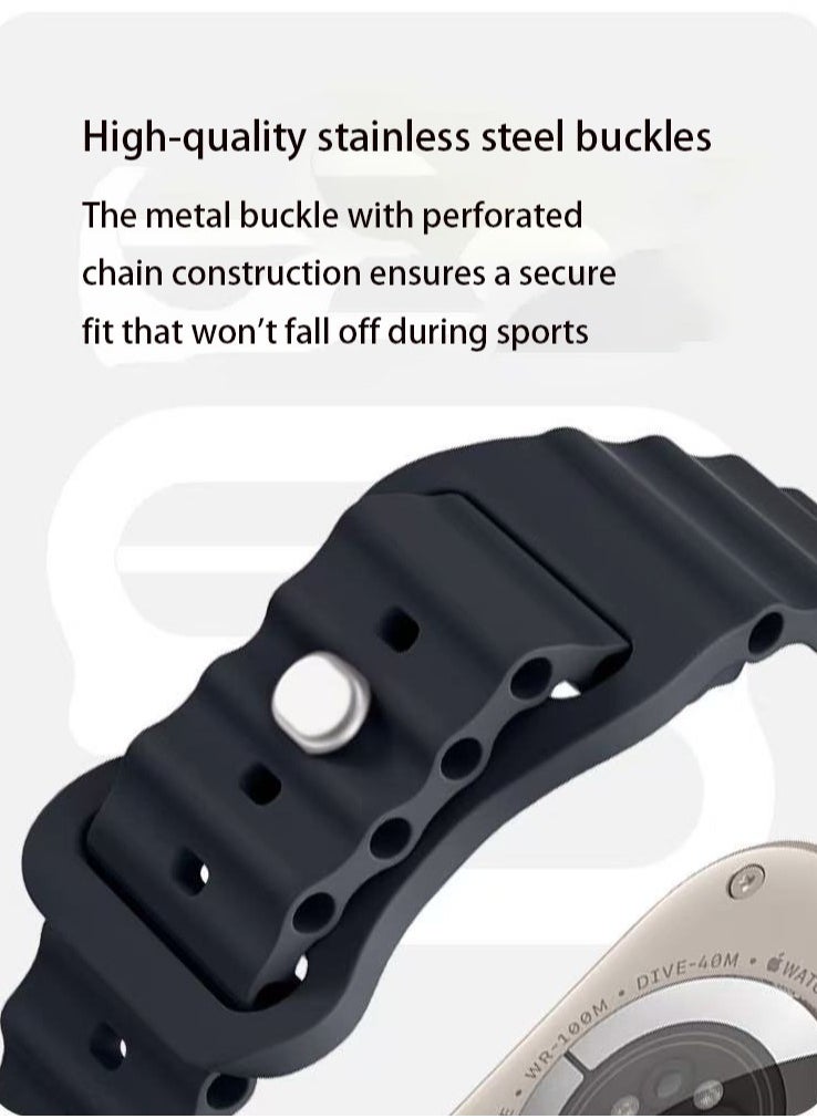 Youque - For Apple Watch Ultra 2 ,Band 38mm 40mm 41mm men and women, the wavy silicone sports wristband is compatible with iWatch Ultra 2/1 Series 10/9/8/7/6/5/4/3/2/1 SE Starlight - Image 1