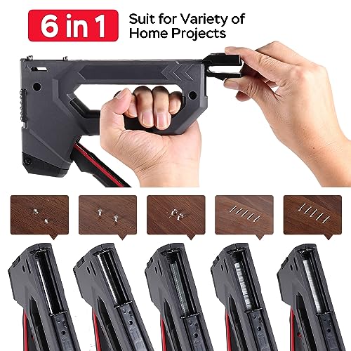 YEAHOME 6-in-1 Staple Gun Heavy Duty, Upholstery Manual Brad Nailer Power Adjustment Stapler Gun with 5000 Staples for Fixing Material, Wood, Crafts, Carpentry, Decoration DIY - Image 4