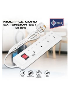 Hi Max Hi Max Multiple Power Cord Extension 4 Socket 2990W 50/60Hz Fused and Overload Anti Fire Protection 3 Meter SH31606  - Image 1
