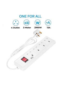 Hi Max Hi Max Multiple Power Cord Extension 4 Socket 2990W 50/60Hz Fused and Overload Anti Fire Protection 3 Meter SH31606  - Image 5