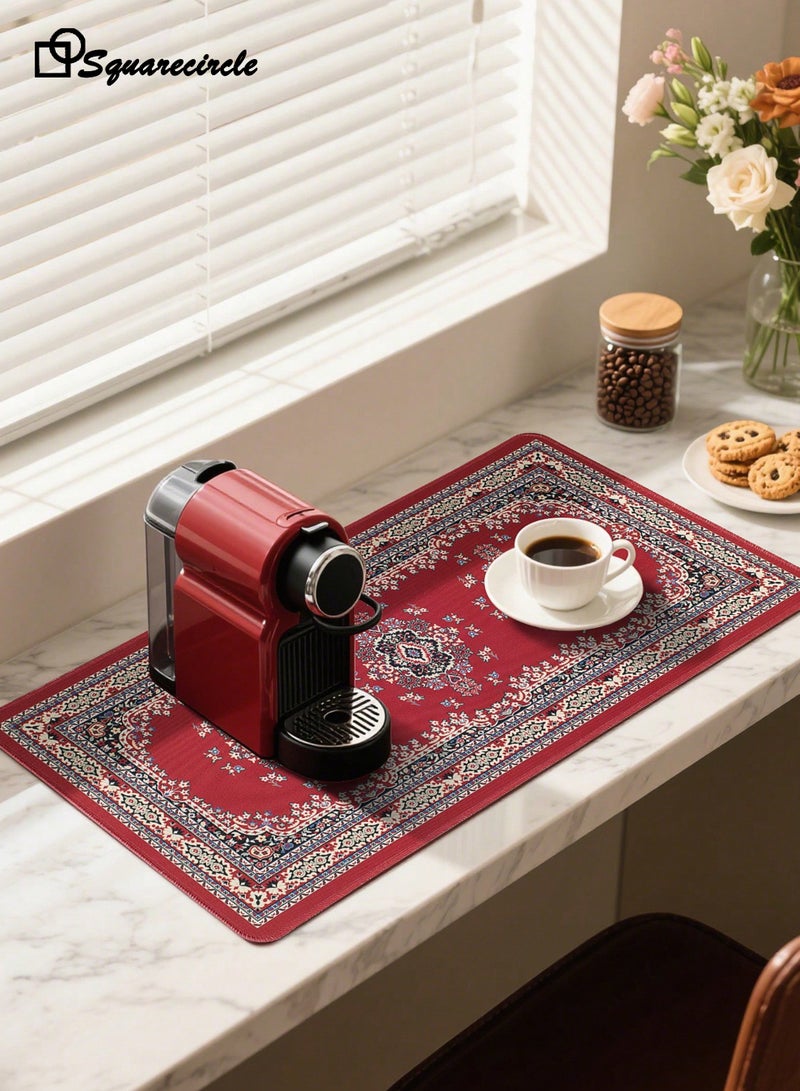 Squarecircle Bohemian Coffee Mat 80×40cm, Arabic Style Waterproof Non-Slip Coffee Machine Pad for Kitchen Counter, Coffee Bar, Cups, Mugs & Accessories - Image 3