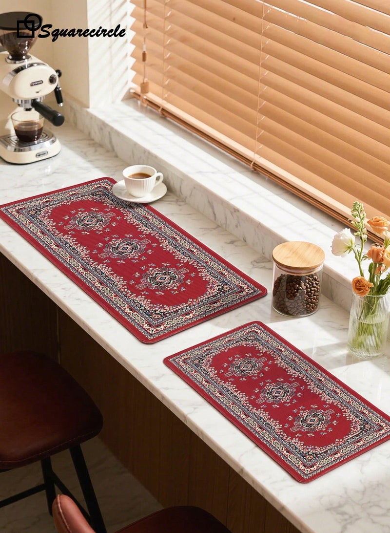 Squarecircle Bohemian Coffee Mat 80×40cm, Arabic Style Waterproof Non-Slip Coffee Machine Pad for Kitchen Counter, Coffee Bar, Cups, Mugs & Accessories - Image 5