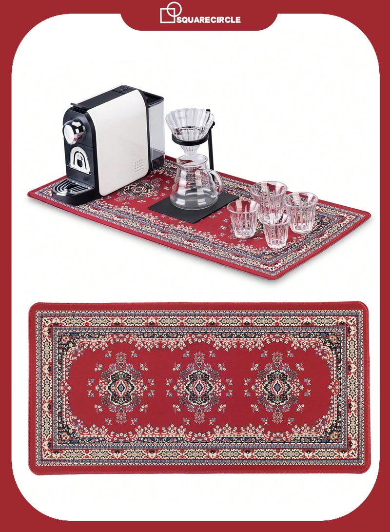 Squarecircle Bohemian Coffee Mat 80×40cm, Arabic Style Waterproof Non-Slip Coffee Machine Pad for Kitchen Counter, Coffee Bar, Cups, Mugs & Accessories - Image 1