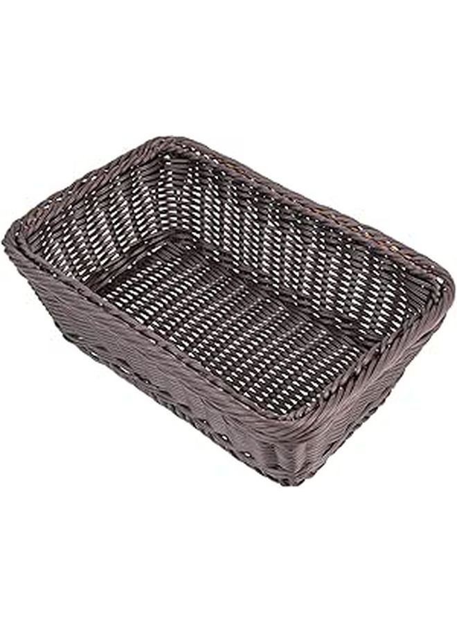 Woven Bread Basket Small Food Serving Basket Dark Coffee Color 30x20x10cm Kitchen Dining Tabletop Snacks - Image 1