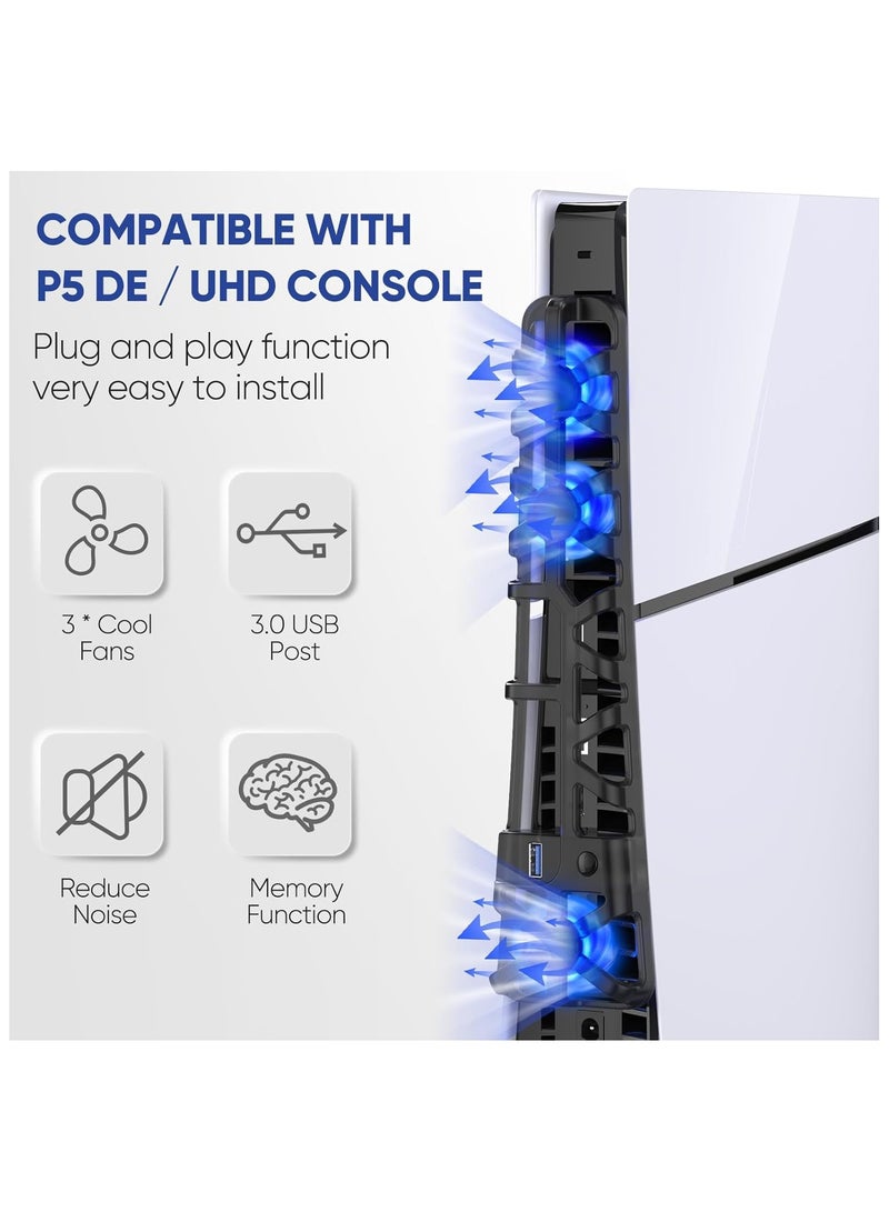 DOBE PS5 Slim Silent Enhanced Cooling Fan with Adjustable Speed, Auto Power On/Off, with USB 3.0 Port, Efficient Cooling System for Both PS5 Slim Disc and Digital Editions - Image 4