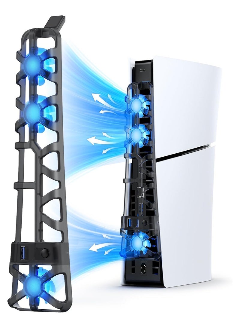 DOBE PS5 Slim Silent Enhanced Cooling Fan with Adjustable Speed, Auto Power On/Off, with USB 3.0 Port, Efficient Cooling System for Both PS5 Slim Disc and Digital Editions - Image 1