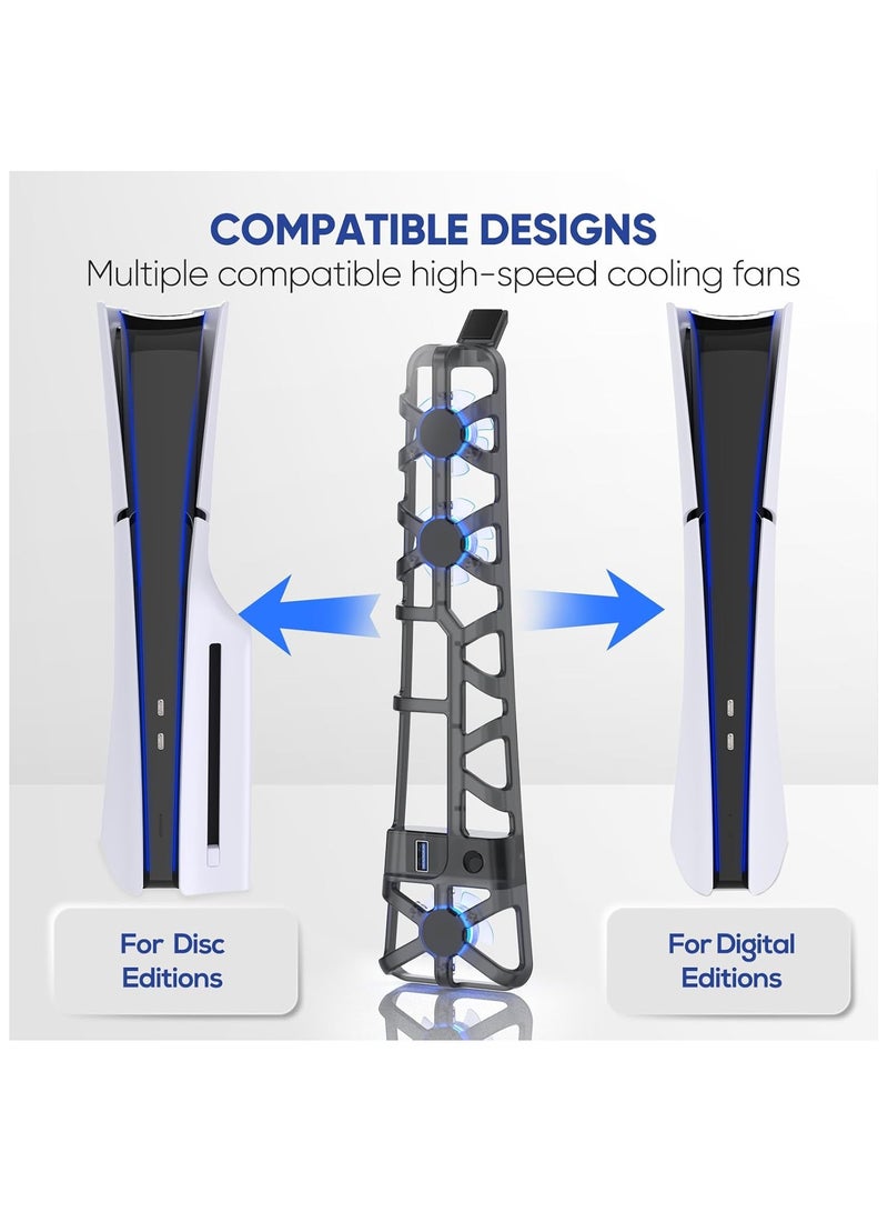 DOBE PS5 Slim Silent Enhanced Cooling Fan with Adjustable Speed, Auto Power On/Off, with USB 3.0 Port, Efficient Cooling System for Both PS5 Slim Disc and Digital Editions - Image 5