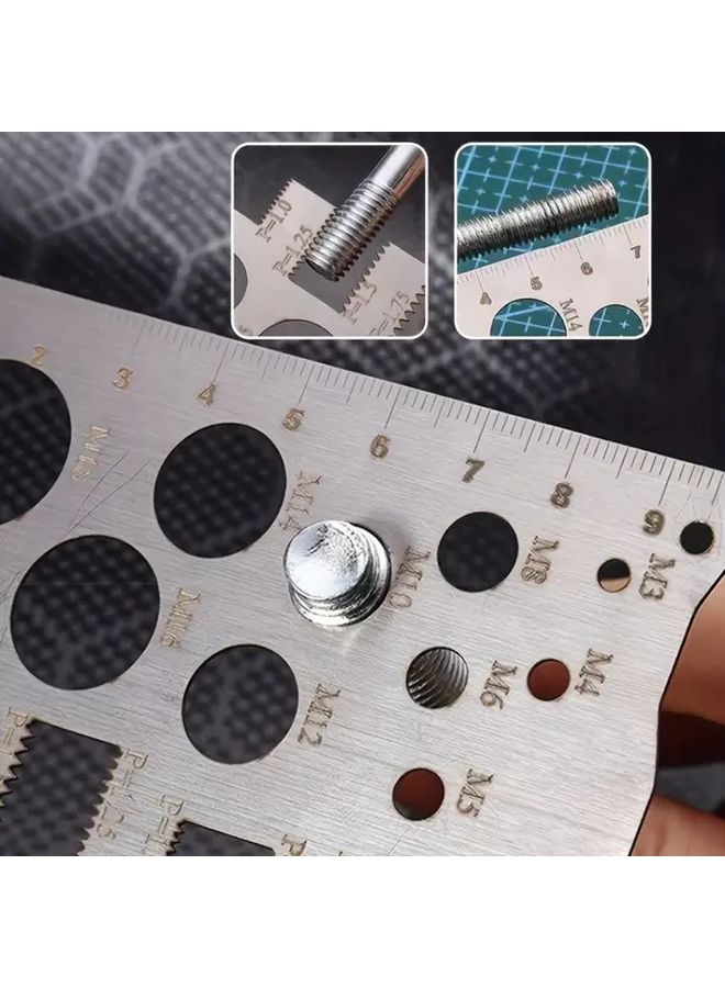 Heavy Duty Screw Thread Measurement Gauge M3 to M18 Silvery 2 Piece Set Specs and Pitch P2 P5 Precision Mechanical Tool for Engineers Mechanics DIY Gauge No Assembly Battery Needed Ideal for Automotive Plumbing Construction Durable Professional Grade - Image 3