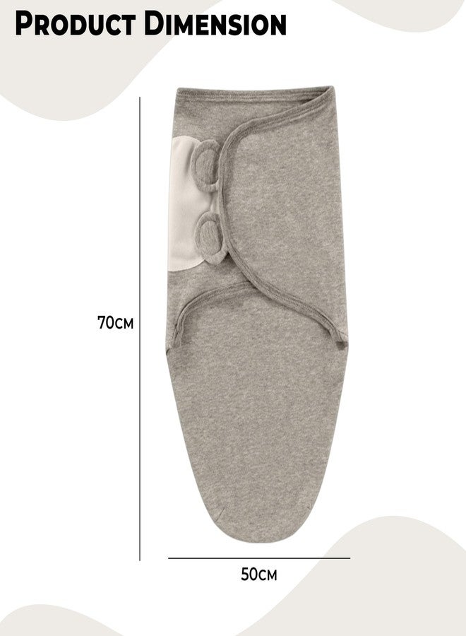 بيمبيكا أغطية لف الأطفال من بيمبيكا، مصنوعة من القطن الناعم والقطن العضوي والموسلين بغطاء للرأس، مريحة، جيدة التهوية وآمنة، طقم من قطعتين - (0-3 أشهر | رمادي سادة) - Image 3