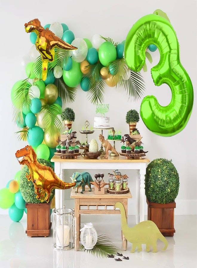 LEBERY Dinosaur Number 3 Ballloon, 40 Inch Green Number 3 Balloon, Mini Dino Foil Balloons Baby Dinosaur Balloons for Kid Dino Theme Jungle 3rd Birthday Baby Shower Party Decorations - Image 3