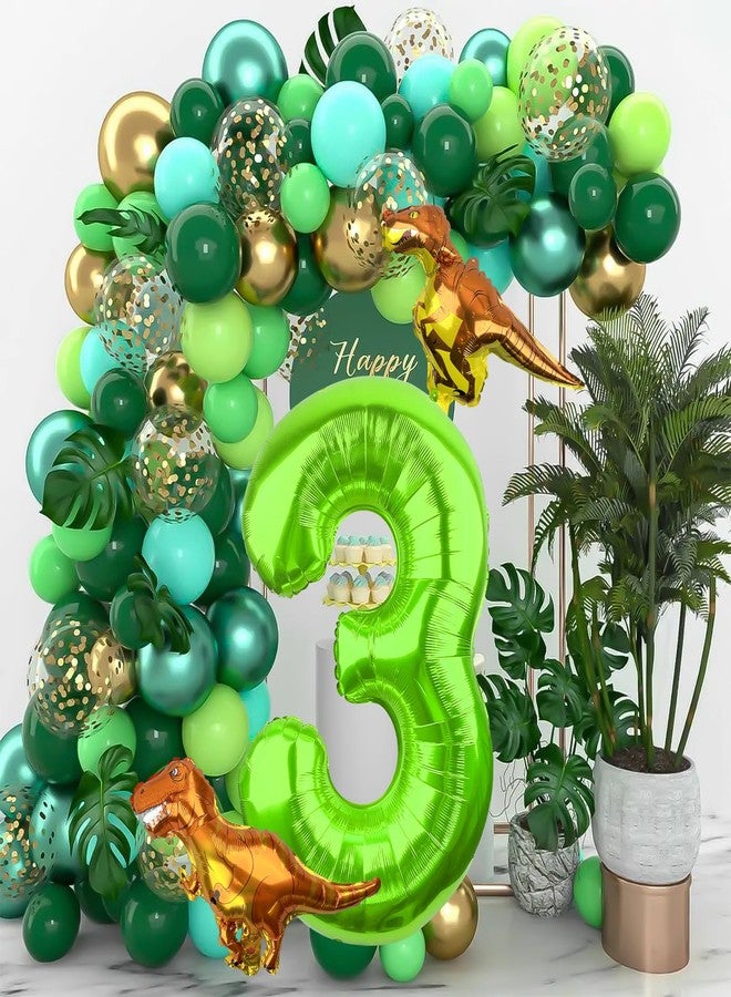 LEBERY Dinosaur Number 3 Ballloon, 40 Inch Green Number 3 Balloon, Mini Dino Foil Balloons Baby Dinosaur Balloons for Kid Dino Theme Jungle 3rd Birthday Baby Shower Party Decorations - Image 2