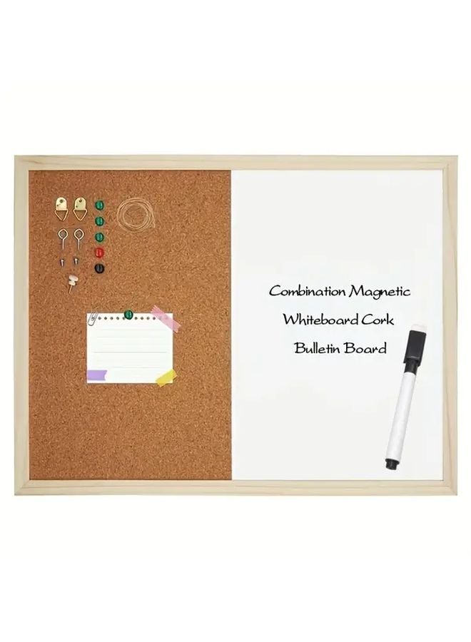 Magnetic Cork Bulletin Board Set With Dry Erase And Push Pins For Home School Office - Image 5