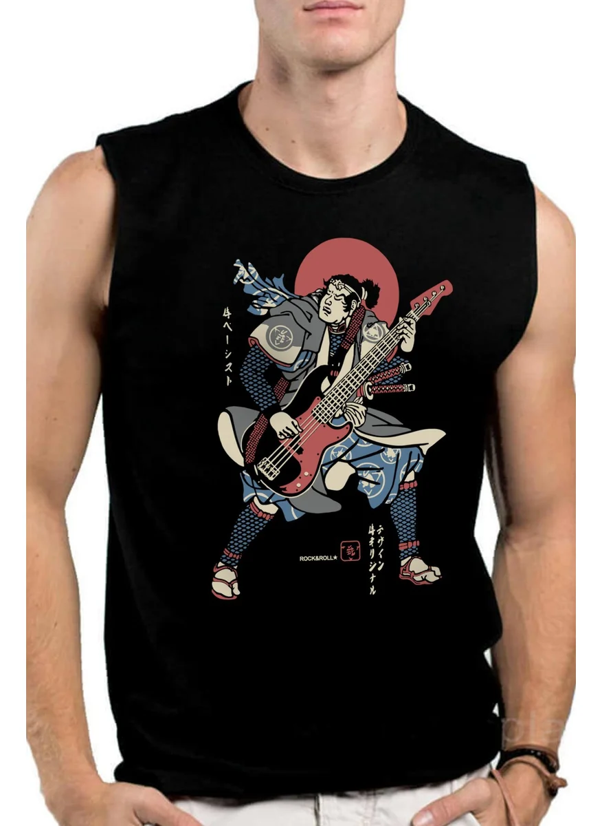 Rock&Roll Japanese Bassist Black Cut Sleeve | Sleeveless Men's T-Shirt | Undershirt