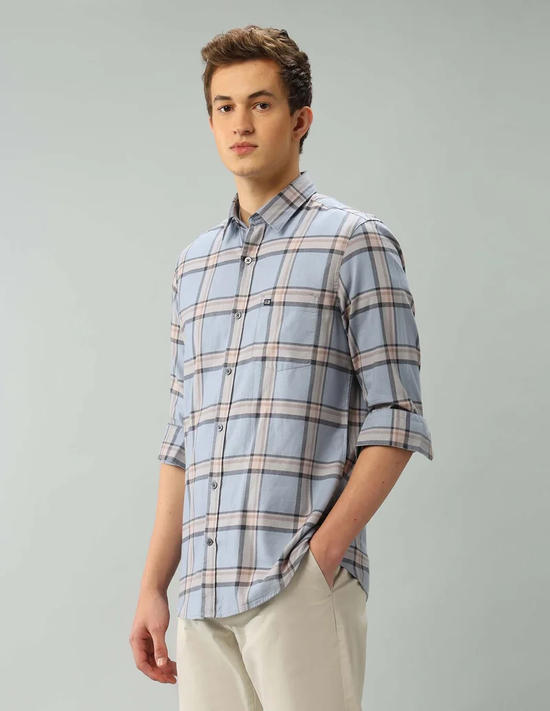 Arrow Grey Air Soft Windowpane Checked Regular Shirt for Men | Best Price UAE