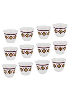 Elegant Saudi coffee cup set, made of pure white porcelain with a traditional engraving, 12 pieces  - Image 2
